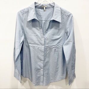 Joie Cartel Shirt Light Blue Indian Cotton Lightweight Button Front V-Neck